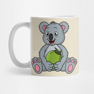 Cute koala and coconut cartoon illustration Mug